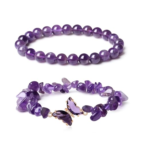 TOEECY 2 Stück Schmetterlings Amethyst Armband Lila Edelstein Armband Heilsteine Armband 8 mm Natürlicher Edelstein Bracelet Women Wunscharmband Geeignet für Geburtstagsgeschenke TOEECY 2 Stück Schmetterlings Amethyst Armband Lila Edelstein Armband Heilsteine Armband 8 mm Natürlicher Edelstein Bracelet Women Wunscharmband Geeignet für Geburtstagsgeschenke von TOEECY