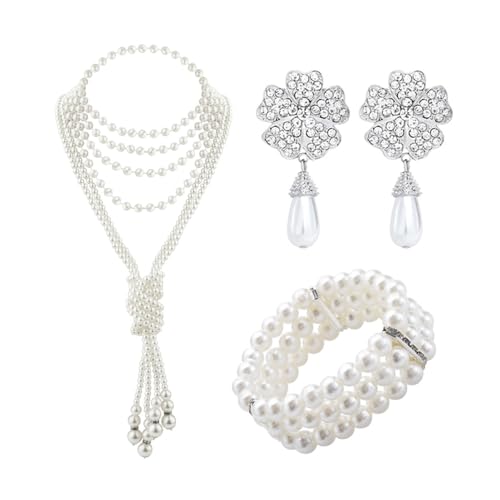 TOEECY 3PCS Schmuck Damen Halskette Armband Ohrring Set Perlen Set Weiße Perlenkette Hochzeit Schmuck Für Frau Freundin Braut Mutter Tochter Geschenk Weiß TOEECY 3PCS Schmuck Damen Halskette Armband Ohrring Set Perlen Set Weiße Perlenkette Hochzeit Schmuck Für Frau Freundin Braut Mutter Tochter Geschenk Weiß von TOEECY