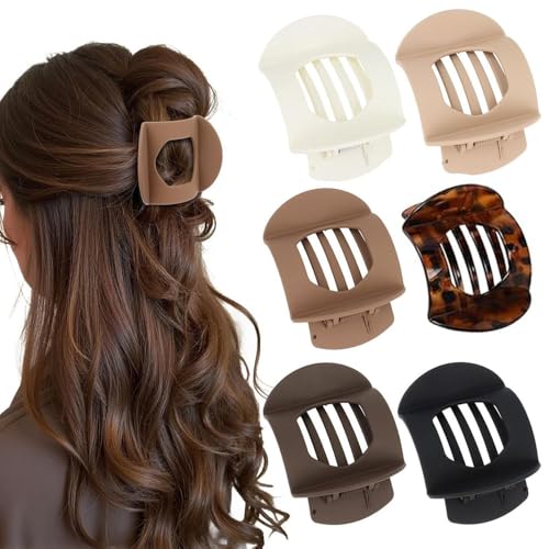 TOEECY Haarklammer Flach für Damen 6 Stück Flat Claw Clip Flache Haarklammern Rutschfestes Hair Clip Dickes Dünnes Haar Halt Haarschmuck Zubehör für Frauen Mädchen von TOEECY