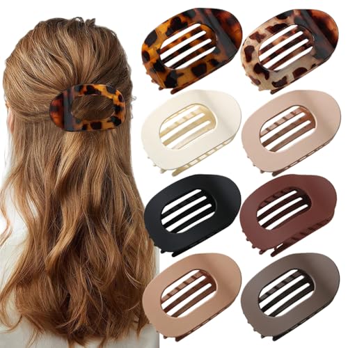 TOEECY 8 Stück Haarspangen Damen Flache Oval Haarklammer Rutschfestes Haarklammern Starke Griff Duckbill Clips für Frauen Mädchen Dickes und Dünnes Haar Haaraccessoires (A) von TOEECY