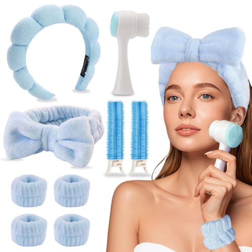 TOEECY 6 Stück Kosmetik Haarband Set Plüsch Stirnband Schleife Haarreifen Gesichtspflege Spa Haarbänder Kosmetische Kopfband von TOEECY