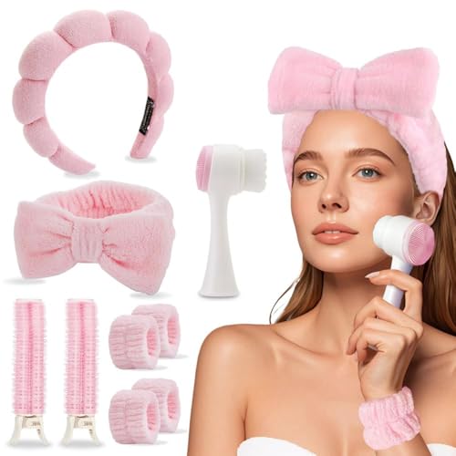 TOEECY 9 Stück Reinigungsset Stirnband zum Waschen Frottee Gesicht Wristband Set Doppelseitiger Reinigungsbürstegesicht 2 Stück Haarnadel Clips Accessoires Make-up Hautpflege für Damen TOEECY 9 Stück Reinigungsset Stirnband zum Waschen Frottee Gesicht Wristband Set Doppelseitiger Reinigungsbürstegesicht 2 Stück Haarnadel Clips Accessoires Make-up Hautpflege für Damen von TOEECY
