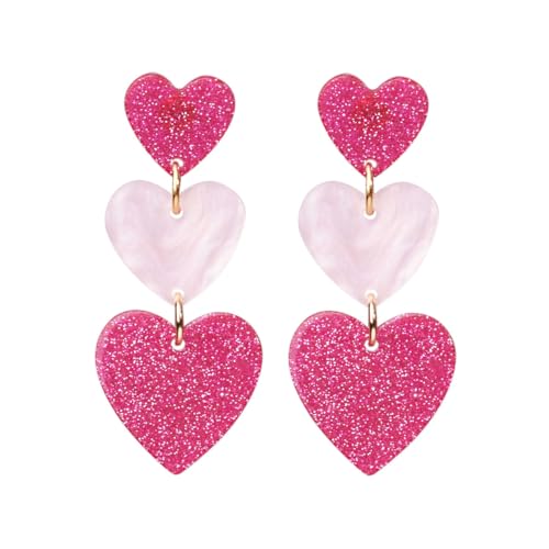 TOEECY Acryl Herz Ohrringe Retro Punk Baumeln Ohrringe Modisches Lange Ohrringe Damen Mädchen Schmuck Geschenke Herz Earring (Rosé-Gold) von TOEECY