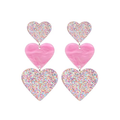 TOEECY Acryl Herz Ohrringe Retro Punk Baumeln Ohrringe Modisches Lange Ohrringe Damen Mädchen Schmuck Geschenke Herz Earring (Silber) von TOEECY