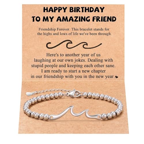 TOEECY Armband Damen Armband Verstellbar Damen Edelstahl Wave 4mm Stahlperlenarmband Freundschafts Armbänder Geschenk für Frauen Mode Schmuck von TOEECY