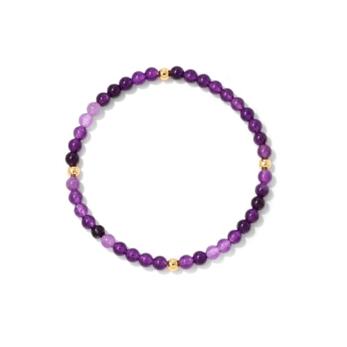 TOEECY Natürliches Amethyst Armband Edelstein Perlen Schmuck Handgelenkschmuck Damen Accessoire Wellness Mineralien Armreif von TOEECY