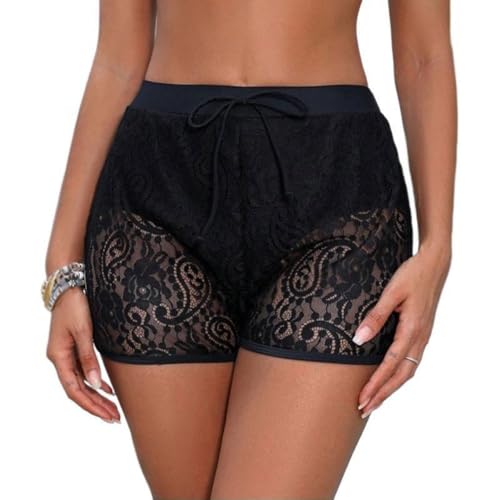 TOEECY Badehose Damen Bikinihose Spitze Shorts Elastischer Bund mit Kordelzug Bikini Shorts Bademode Swimwear wasserdichte Strandshorts Triangle Badeanzug Badekleid Swimsuit Schwimmshorts von TOEECY