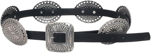 TOEECY Boho Gürtel Damen Vintage Quadratische Schnallen Taillengürtel Kunstleder Ziergürtel Dekorativ Western Stil Hüftgürtel von TOEECY