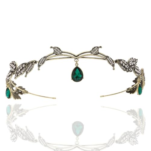 TOEECY Blatt Tropfen Diadem Haarschmuck Kristall Stirnband Hochzeit Haarband Brautschmuck Vintage Kopfschmuck von TOEECY