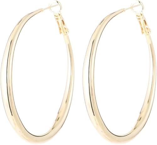 TOEECY Creolen Ohrring für Damen Hypoallergene Ohrringe 14K Gold Creolen Klobig Knorpel Kreolen Kreolische Ohrringe Polierte Ohrringe für Geburtstag Jahrestag(3cm) von TOEECY