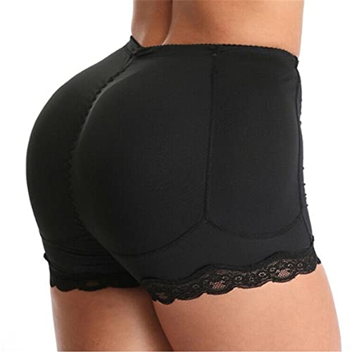 TOEECY Damen Butt Lifter Taille Enhancer Shapewear mit 11 Herausnehmbarer Hüfte Pads Spitze Unterhose Po Push Up Hip Enhancer Höschen Bauchweg Bauchkontrolle (Schwarz,L) von TOEECY