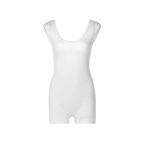 TOEECY Damen Jumpsuit Rückenfrei Overall Kurz Einteiler Hosenanzug Bodysuit Sport Playsuit Strampler Tank Tops Sexy Sommer Trainingsanzug für Yoga Workout (Weiß,L) von TOEECY