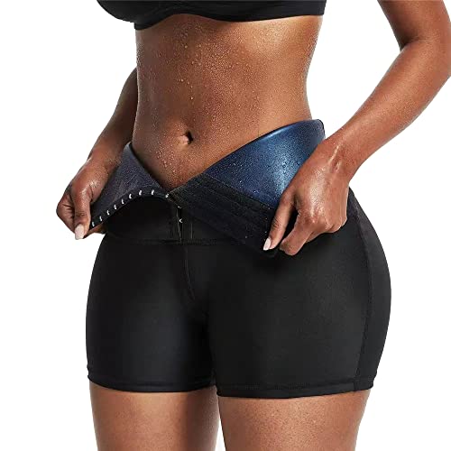 TOEECY Damen Schwitzhose Zum Kurz Hosen Hohe Taille Sauna Shorts Hot Thermo Sweat Sporthose Verstellbare Schwitzen Jogginghose Bauchkontrolle Body Shaper (S) von TOEECY