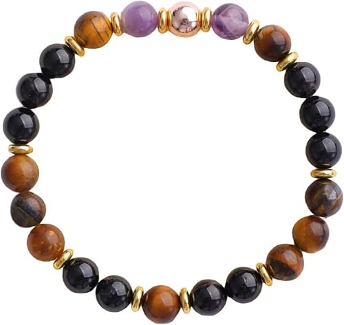 TOEECY Naturstein Perlenarmband Rosenquarz Marmor Armband Edelstein Schmuck Damenarmband Stretch Armreif von TOEECY