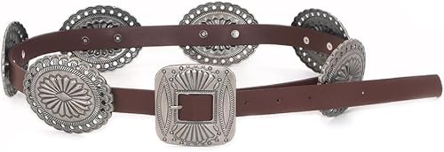 TOEECY Boho Gürtel Damen Vintage Quadratische Schnallen Taillengürtel Kunstleder Ziergürtel Dekorativ Western Stil Hüftgürtel von TOEECY