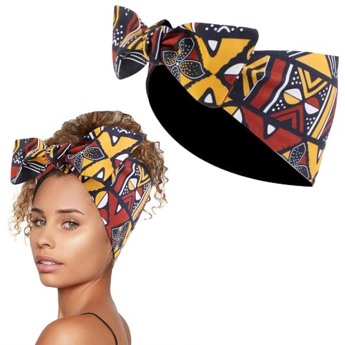 TOEECY Schleife Haarband Geometrisches Muster Kopfschmuck Stirnband Baumwolle Haarschmuck Afrikanisches Muster Haarzubehör Damen von TOEECY