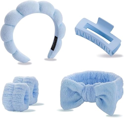 TOEECY Haarreifen Damen Haarband Kosmetik Haarspangen Handgelenk Waschband Bowknot Baumwolle Stirnband Elastisch Yoga Sport Spa Stirnband Dusche Haircare Set Multi-Stil Haarbänder für Schönheit von TOEECY