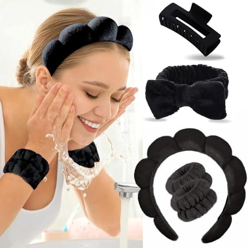 TOEECY Haarreifen Damen Haarband Kosmetik Haarspangen Handgelenk Waschband Bowknot Baumwolle Stirnband Elastisch Yoga Sport Spa Stirnband Dusche Haircare Set Multi-Stil Haarbänder für Schönheit von TOEECY