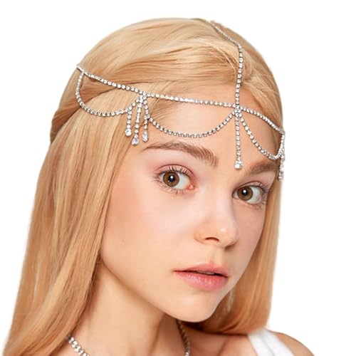 TOEECY Haarreifen Damen Mehrschichtige Augenbraue Anhänger Stirn Quaste Braut Haar Zubehör Mode Charms für Hochzeit Party von TOEECY