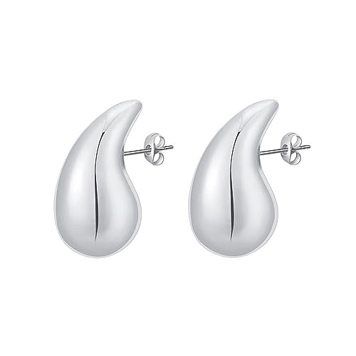 TOEECY Tropfenform Ohrstecker Silber Glänzend Hohldesign Ohrringe Stilvoll Elegant Schmuck Damen Hochwertig Statement Tropfen Stecker von TOEECY