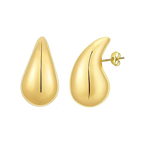 TOEECY Ohrringe Gold Silber Hypoallergene Creolen Goldene Ohrringe Chunky Dupes Earrings Vergoldete Modeschmuck Ohrringe Für Frauen Mädchen Gold A von TOEECY