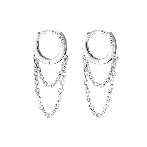 TOEECY Kreisförmige 925 Sterling Silber Ohrringe Quaste Kette Creolen Schmuck Damen Ohrhänger Elegant Minimalistisch Zeitlos von TOEECY