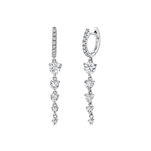 TOEECY Ohrringe Silber 925 Cubic Zirkonia Huggie Creolen mit Kette Gold Vergoldet Ohrringe Threader Dangle Tropfen Wassertropfen Ohrhänger für Damen Silber D von TOEECY