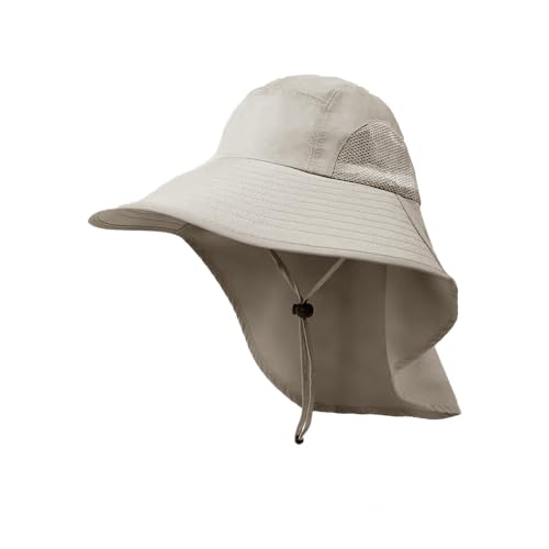 TOEECY Outdoor Sonnenhut Herren Damen mit Kinnband Faltbar Breite Krempe Bucket Hut Summer Cap mit Nackenschutz UPF 50+ UV Schutz für Hiking Safari Strand Wanderhut Anglerhut von TOEECY