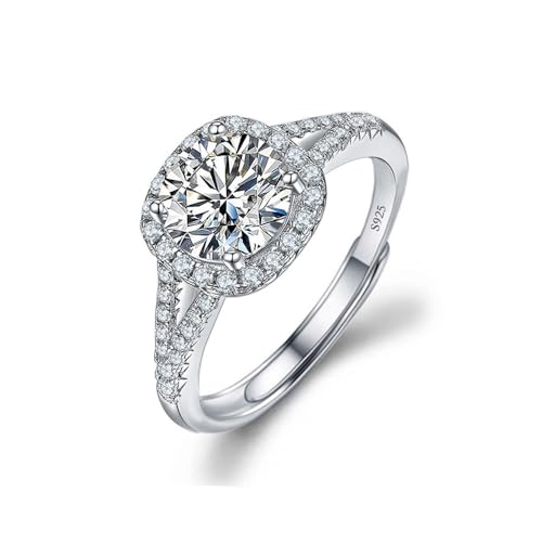 TOEECY Ringe Frauen 925 Sterling Silber Ring Zirkonia Moissanite Diamant Schmuck Verstellbarer Eternity Rings Geburtstagsgeschenk Verlobungsring Eheringe Paar Freund Mädchen (#2) von TOEECY