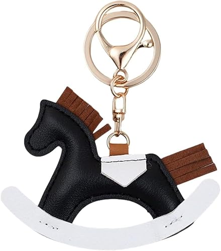 TOEECY Schaukelpferd Schlüsselanhänger Kunstleder Taschenanhänger Quaste Dekoration Handtasche Accessoire Damen von TOEECY