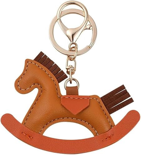 TOEECY Schaukelpferd Schlüsselanhänger Kunstleder Taschenanhänger Quaste Dekoration Handtasche Accessoire Damen von TOEECY