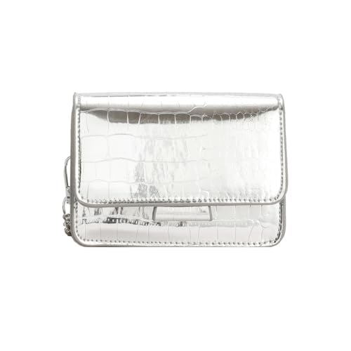 TOEECY Tasche Damen Mini Umhängetasche aus Hochwertig PU Stilvoll Kleiner Quadrat Design Trendy Accessoire für Abende Partys und Alltag Modebewusste Frauen(Silber) von TOEECY