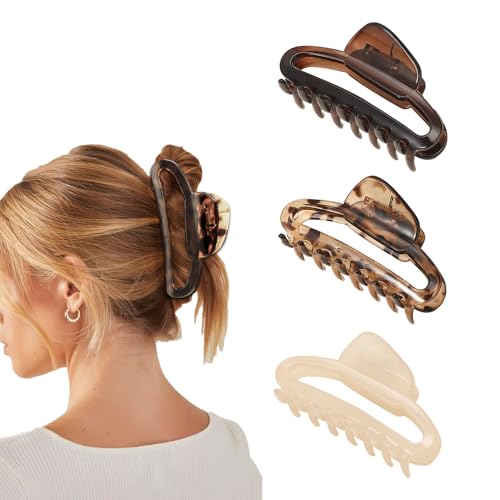 TOEECY 3 Stück Haarklammer Große Haarspangen Damen Leopardenmuster Haarklammer Dickes Haar Haarspangen Starken Halt Krallen Haar Zubehör Langes Dicke Dünnes Haare Haarclips Lockiges Claw Clip von TOEECY