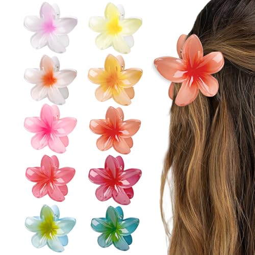 TOFBS 10 Stück Ei-Blume Haarklammer für Dickes Dünnes Haar Böhmen Hawaii Haarspangen für Frauen Haarstyling Haarkralle Strand Party Pool Urlaub Zubehör von TOFBS