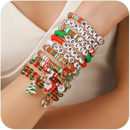 TOFBS 12 Stück Armband Damen oder Mädchen Set mit Weihnachtsmann Weihnachtsbaum Weihnachtsmütze Elch Anhänger Weihnachtsarmband Elegant und Einzigartig TOFBS 12 Stück Armband Damen oder Mädchen Set mit Weihnachtsmann Weihnachtsbaum Weihnachtsmütze Elch Anhänger Weihnachtsarmband Elegant und Einzigartig von TOFBS