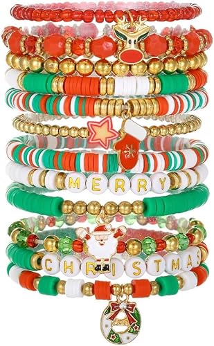 TOFBS 12 Stück Armband Damen oder Mädchen Set mit Weihnachtsmann Weihnachtsbaum Weihnachtsmütze Elch Anhänger Weihnachtsarmband Elegant und Einzigartig TOFBS 12 Stück Armband Damen oder Mädchen Set mit Weihnachtsmann Weihnachtsbaum Weihnachtsmütze Elch Anhänger Weihnachtsarmband Elegant und Einzigartig von TOFBS
