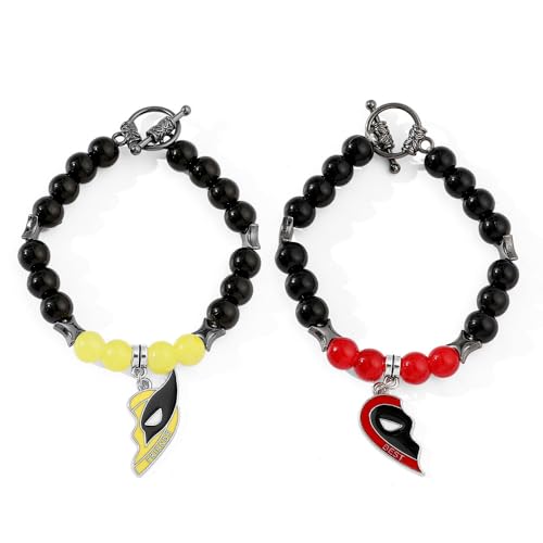 TOFBS 2 Stück Armband Superhero Serie Bester Freund Armbänder Anime Anhänger Paar Personalisiertes Armband Halbe Herz Anhänger Cartoon Muster Armreif Geschenk(SET C) von TOFBS