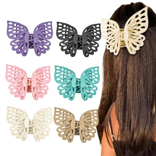 TOFBS 6 Stück Schmetterling Haarklammern Haarspangen Set Hohl Haarclips Starke Metall Feder Haargreifer Damen Mädchen Haaraccessoires von TOFBS