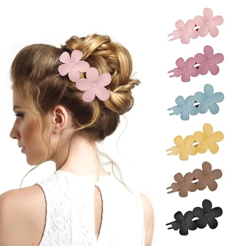 TOFBS 6 Stück Haarspangen Damen Große Blumen Haarklammer Matt Entenschnabel Haarspange Rutschfest Haarklammern Haar Accessoires für Frauen Mädchen von TOFBS