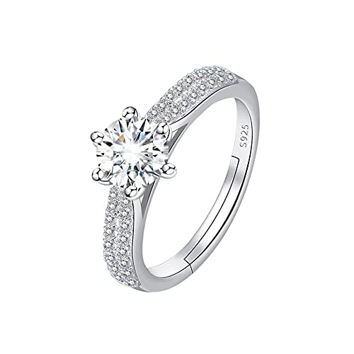 TOFBS 925 Sterling Silber Ringe für Frauen Mädchen Zirkonia Verstellbare Offene Ring Romantisch Verlobungsringe Hochzeitsringe Vertrauensring Stapelbare Fingerringe Solitär Ring (#6) von TOFBS