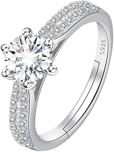 TOFBS Sternform Zirkonia Verlobungsring Silber 925 Damenring Einstellbar Schmuck Mädchen Jugendliche Eleganter Kristallring von TOFBS