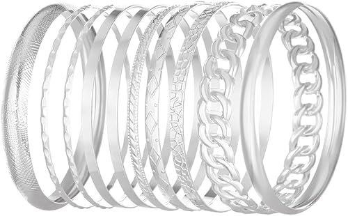 TOFBS Armband Damen 10 Stück Gold Gliederarmband Elegantes Retro Stapelarmbänder Set Armbänder Frauen Kettenarmband Modeschmuck Armreif kreatives Geschenk（Weiß） von TOFBS