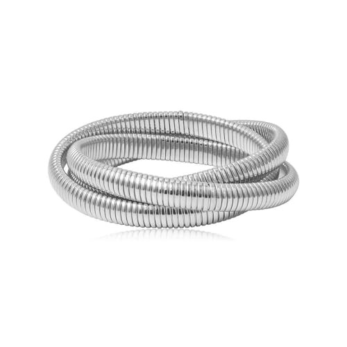 TOFBS Armband Damen Gestapeltes Armband Einfaches Armbänder Mode Schmuck Armreif Geschenk für Mädchen Beste Freundin(Silber) von TOFBS