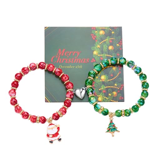 TOFBS Armband Damen Weihnachten Festliche 2er Set Weihnachtsarmreifen Paare Magnet Armbänder Pärchen Schmuck Geschenk Weihnachts für Festlichen Anlass（#4） von TOFBS