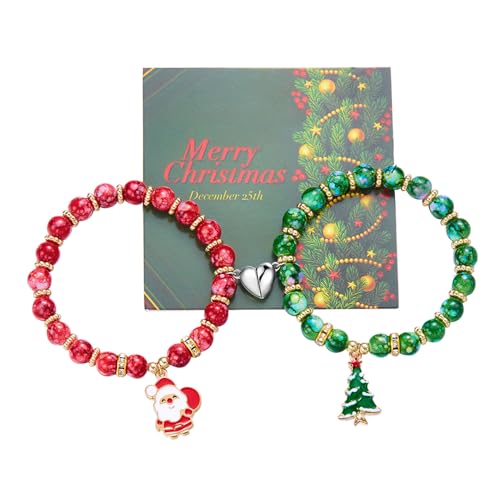 TOFBS Armband Damen Weihnachten Festliche 2er Set Weihnachtsarmreifen Paare Magnet Armbänder Pärchen Schmuck Geschenk Weihnachts für Festlichen Anlass（#5） von TOFBS