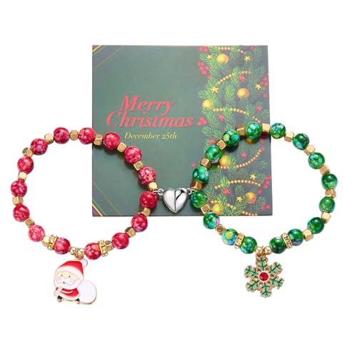 TOFBS Armband Damen Weihnachten Festliche 2er Set Weihnachtsarmreifen Paare Magnet Armbänder Pärchen Schmuck Geschenk Weihnachts für Festlichen Anlass（#6） von TOFBS