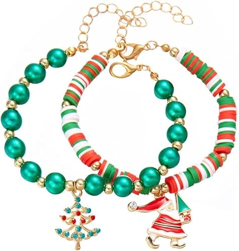 TOFBS Weihnachtsarmband Damen Exquisites Design mit Perlen und Anhängern Festliche Farben Perfekt für Weihnachten und Winterfeiern von TOFBS