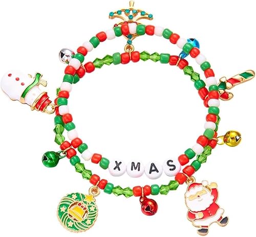 TOFBS Weihnachtsarmband Damen Exquisites Design mit Perlen und Anhängern Festliche Farben Perfekt für Weihnachten und Winterfeiern von TOFBS