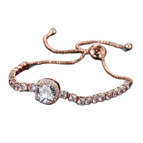 TOFBS Elegantes Tennisarmband Zirkonia Schmuck Verstellbares Kettenarmband Glänzender Kristall Damenarmband von TOFBS