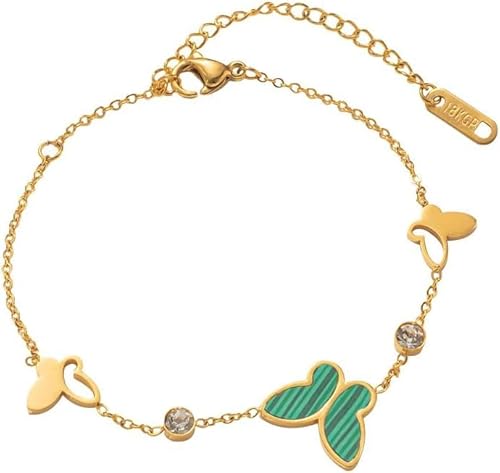 TOFBS Elegantes Schmetterling Armband Perlmutt Einlage Glänzender Kristall Schmuck Edelstahl Kette Verstellbar Damenarmband Hochwertig von TOFBS